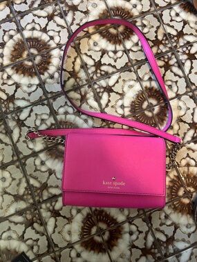 kate spade Pink Saffiano Crossbody with Gold Chain
